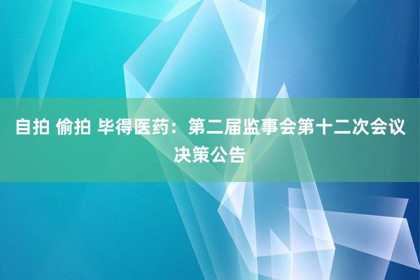 自拍 偷拍 毕得医药：第二届监事会第十二次会议决策公告